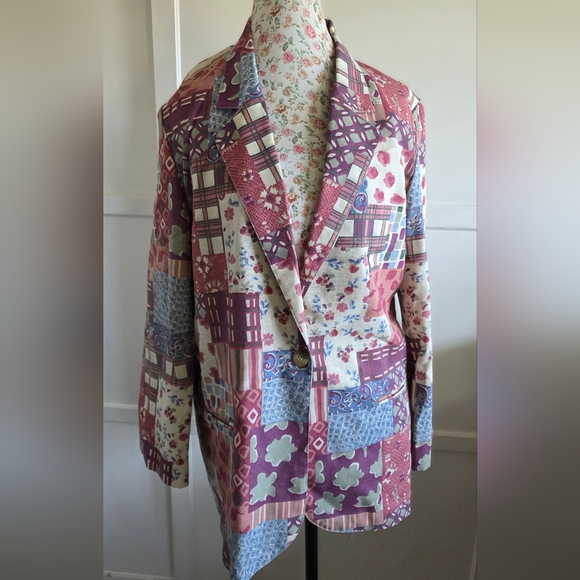George Jackets & Blazers - George Vintage Multicolor Patchwork Blazer Size Medium